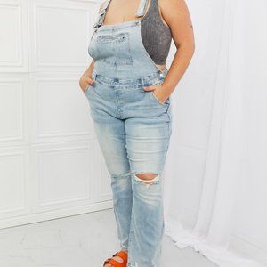 Distressed Straight Leg Overalls